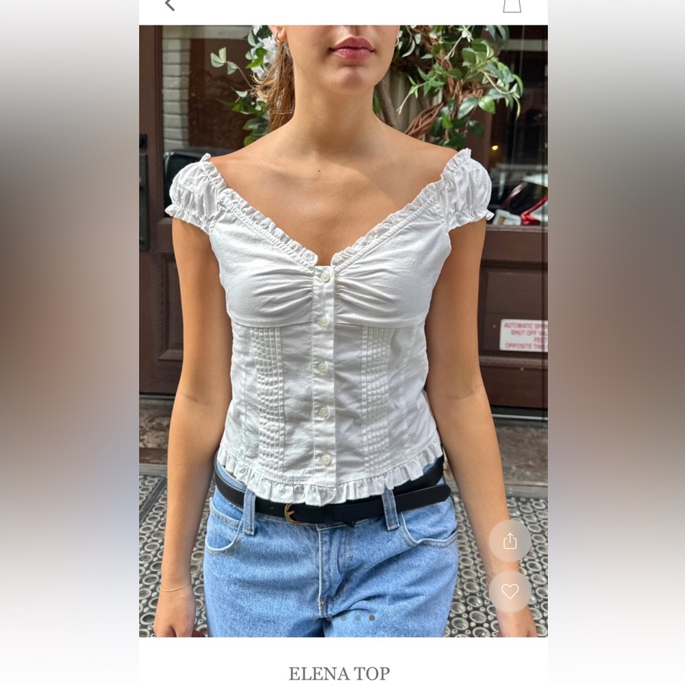 Brandy Melville White Ruffled Button Front Sweetheart Top - Picture 4 of 4